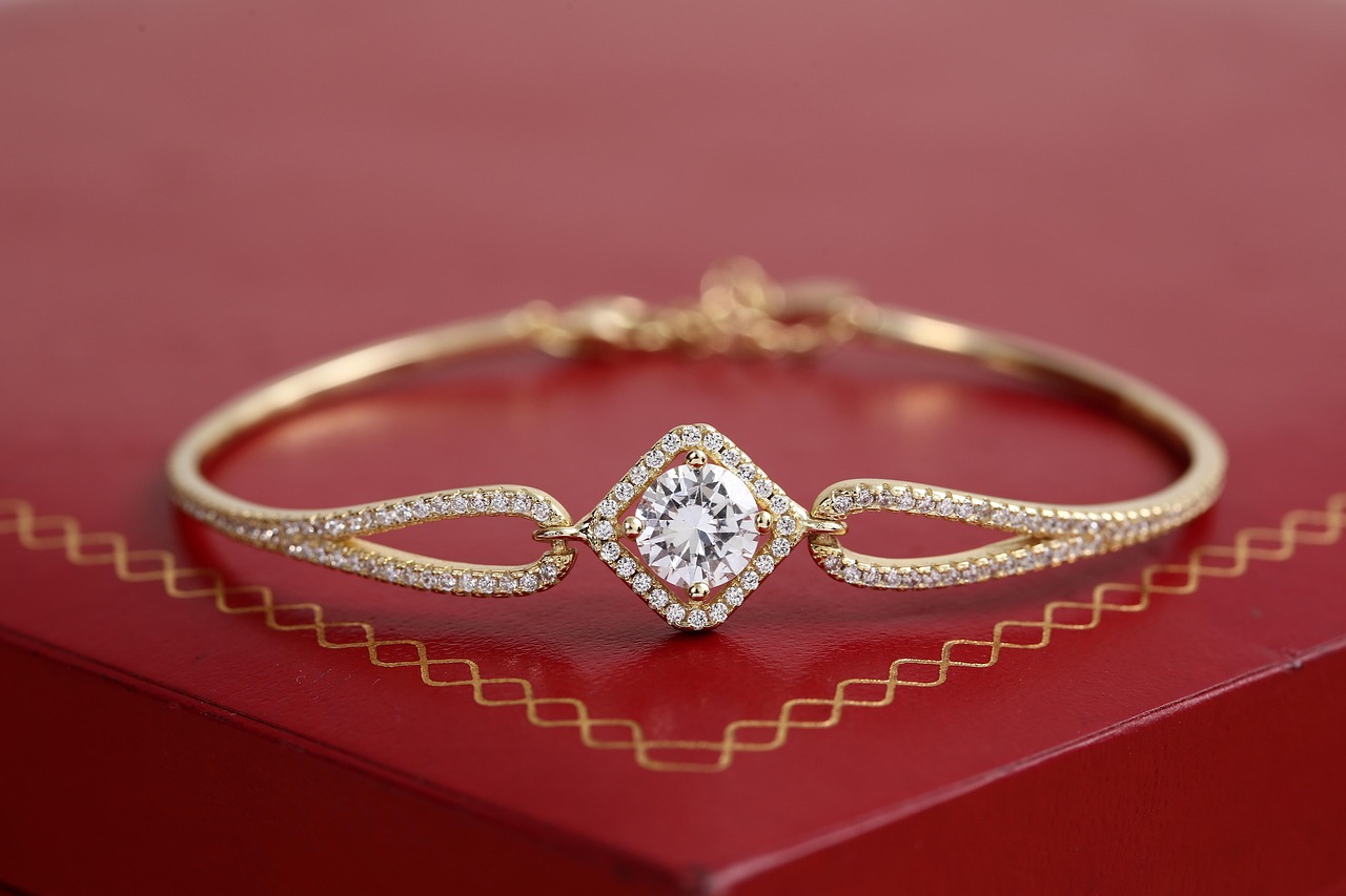 Gold jewelry bracelet close up